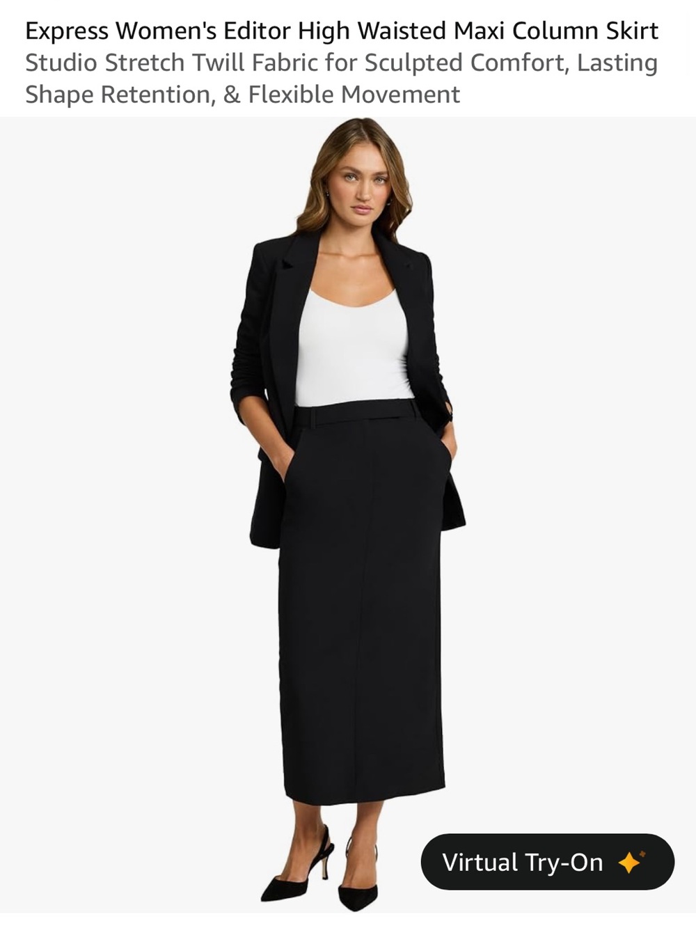 Express editor Black Maxi Straight High-Waist Skirt 10